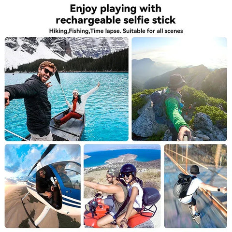 Telesin Selfie-stang med 10000mAh Powerbank, USB-C, QC / PD 18W, 216-900mm - Sæt