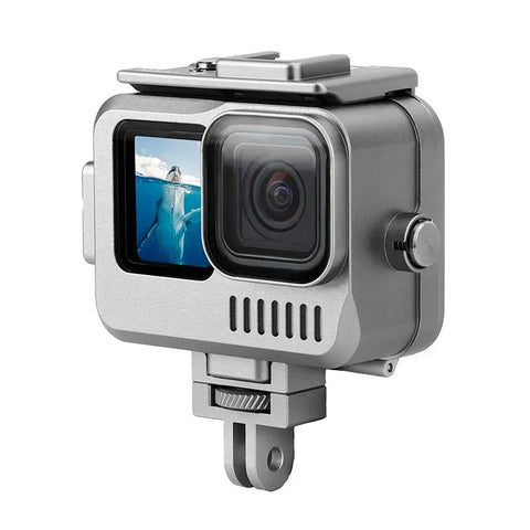 Vandtæt etui i aluminium med tilbehørsholder, kold sko til GoPro Hero 12/11/10/9, sort