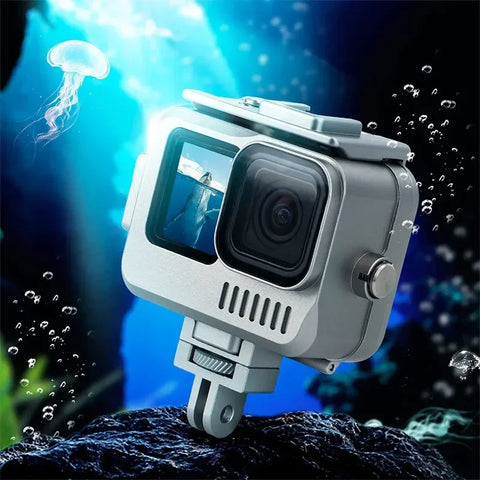 Vandtæt etui i aluminium med tilbehørsholder, kold sko til GoPro Hero 12/11/10/9, sort