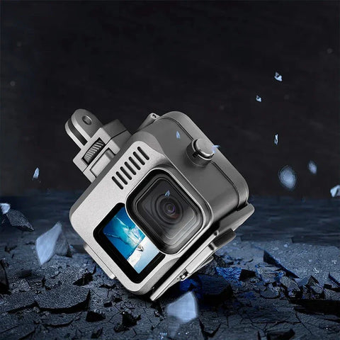 Vandtæt etui i aluminium med tilbehørsholder, kold sko til GoPro Hero 12/11/10/9, sort