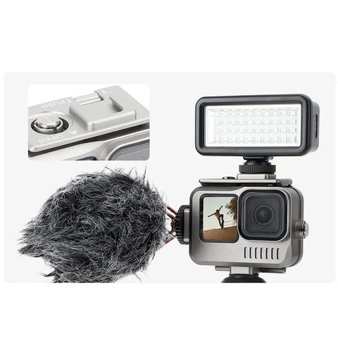 Vandtæt etui i aluminium med tilbehørsholder, kold sko til GoPro Hero 12/11/10/9, sort