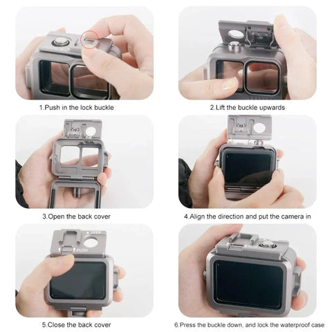 Vandtæt etui i aluminium med tilbehørsholder, kold sko til GoPro Hero 12/11/10/9, sort