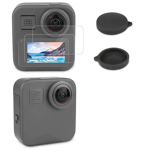 Linsebeskytter / Skærmbeskytter GoPro MAX - Silikone / Hærdet Glas - 2-pak