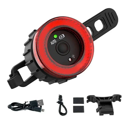 Super III Intelligent Cykellygte 6 i 1 Baglygte - USB, 420mAh - Rød