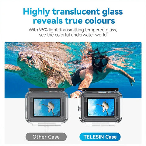 Telesin Vandtæt Etui med Dobbelte Bagdøre til GoPro Hero13/12/11/10/9 Sort