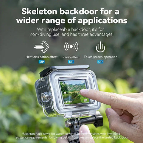 Telesin Vandtæt Etui med Dobbelte Bagdøre til GoPro Hero13/12/11/10/9 Sort