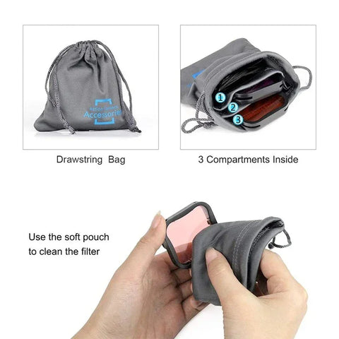 Farvefilter 2-pak - Rødt lys + Lilla til GoPro Hero12/11/Mini/10/9 Sort - Kit