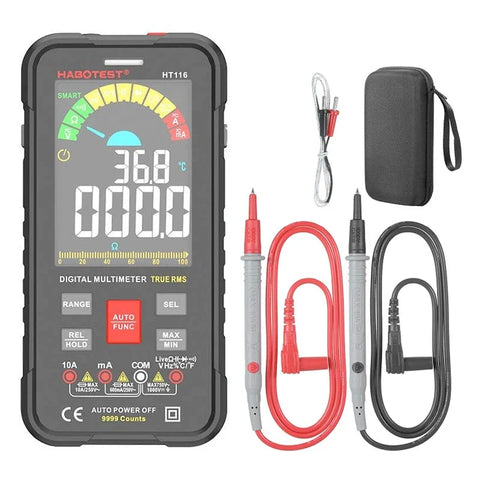 Habotest HT116 True RMS, NCV digitalt universalmultimeter med farvedisplay