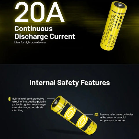 Nitecore NL2160HP Li-ion 21700 Batteri - 6000mAh, 3.6V, Maks. 20A