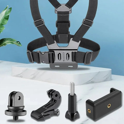 Brystsele med montering til GoPro, mobiltelefon, 1/4" skrue - Kit