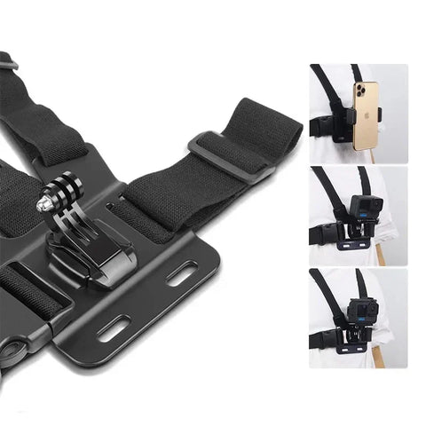 Brystsele med montering til GoPro, mobiltelefon, 1/4" skrue - Kit