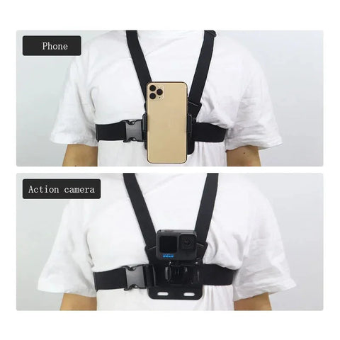 Brystsele med montering til GoPro, mobiltelefon, 1/4" skrue - Kit