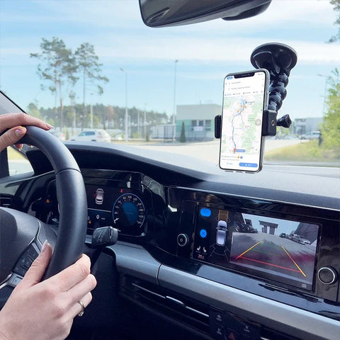 Bøjeligt svanehalsstativ med sugekop og montering til GoPro, mobiltelefon, 1/4" skrue - Kit