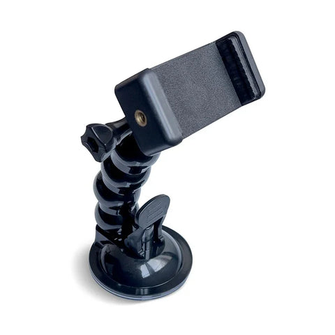 Bøjeligt svanehalsstativ med sugekop og montering til GoPro, mobiltelefon, 1/4" skrue - Kit