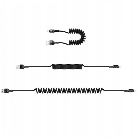 Mcdodo Fjederkabel USB-A - Lightning CA-6410, USB-A - Lightning-kabel, Spiral, 2A, 1,8m - Sort