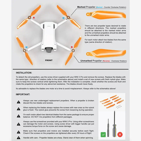 Master Airscrew Propeller til DJI Mini 3 Pro / 4 Pro – 4-pak Sort