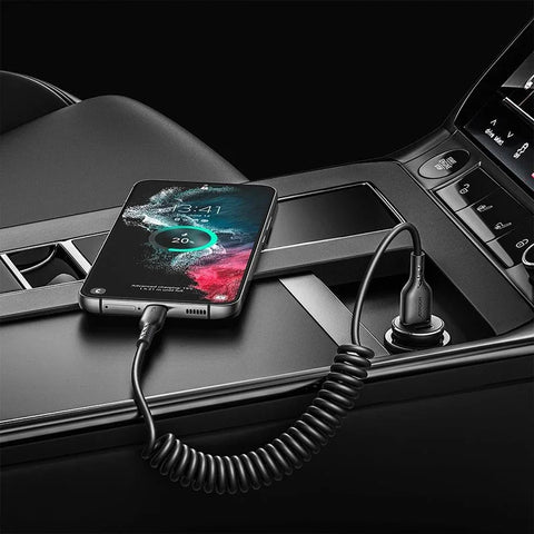Joyroom Fleksibelt Hurtigopladningskabel SA38-AC3, USB-A - USB-C Kabel, Spiral, 3A, 1,5m - Sort
