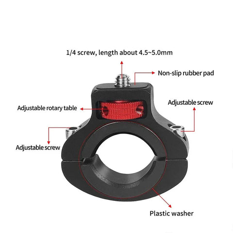 Kamerabeslag til 1/4" gevind til cykelstyr / rør 22-32mm - Aluminium