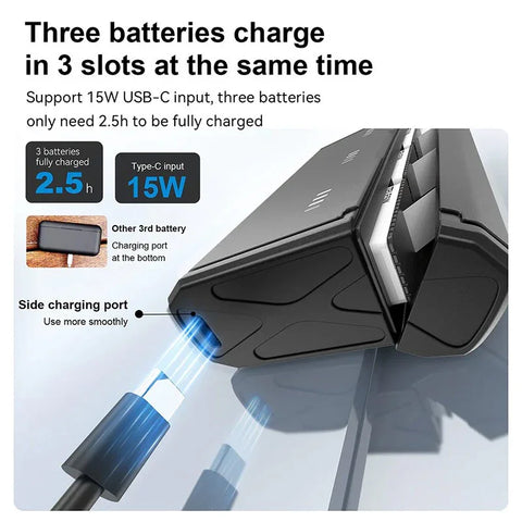 Telesin Batterioplader Lommeboks med opbevaring til 3 batterier + 2 microSD - Til GoPro Hero12/11/10/9 Sort