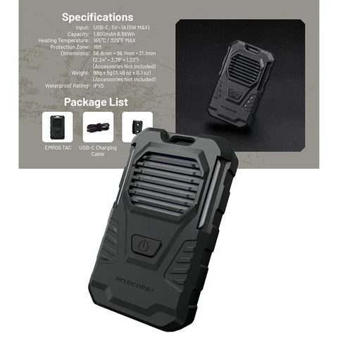 Nitecore EMR06 TAC Bærbar Myggespray V2 - Genopladelig 1800mAh