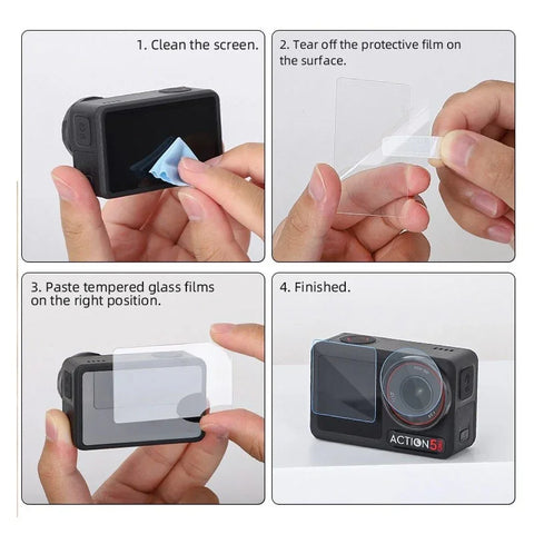 Linsebeskytter og skærmbeskytter til DJI Osmo Action 5 Pro - 2-pak - Sæt