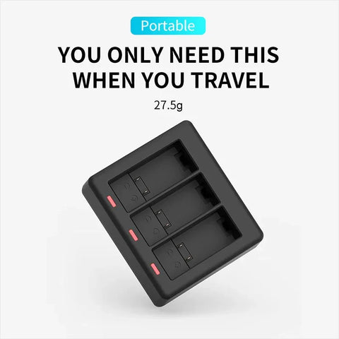 Telesin Batterioplader - Tredobbelt - til GoPro Hero13 Sort