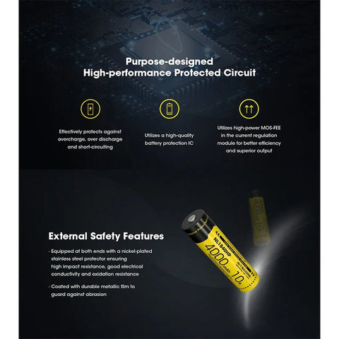 Nitecore NL1840HP Li-ion 18650 Batteri - 4000mAh, 3.6V, Maks. 10A
