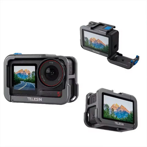 Telesin Beskyttelsesramme Multifunktion med kold sko til DJI Action 5 Pro/4/3 - Aluminium