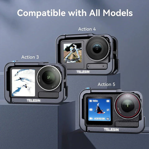 Telesin Beskyttelsesramme Multifunktion med kold sko til DJI Action 5 Pro/4/3 - Aluminium
