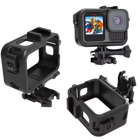Telesin beskyttelsesramme med tilbehørsholder, kold sko til GoPro Hero 13/12/11/10/9, sort