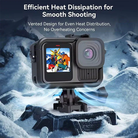 Telesin beskyttelsesramme med tilbehørsholder, kold sko til GoPro Hero 13/12/11/10/9, sort