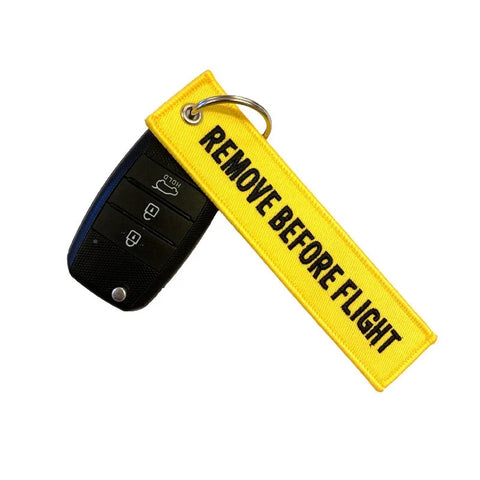 Lanyard - FJERN FØR FLYVNING / FØLG MIG - Gul/Sort