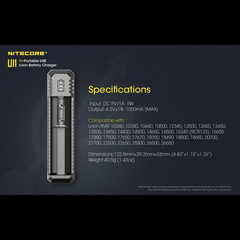 Nitecore UI1 Universaloplader / Batterioplader