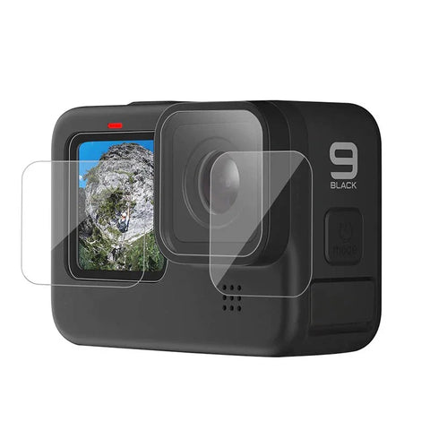 Linsebeskytter og skærmbeskytter til GoPro Hero12/11/Mini/10/9 sort - sæt