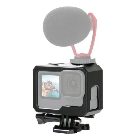 Beskyttelsesramme med tilbehørsholder, kold sko til GoPro Hero 12/11/10/9, sort