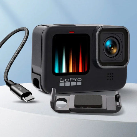 Batteridæksel med USB-gennemføring til GoPro Hero12/11/10/9 Sort - Aluminium