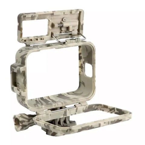 Beskyttelsesramme med tilbehørsholder Cold Shoe til GoPro Hero12/11/10/9 Sort - Camouflage - Sand