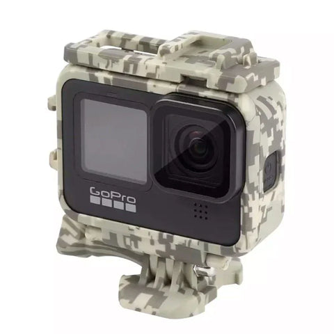 Beskyttelsesramme med tilbehørsholder Cold Shoe til GoPro Hero12/11/10/9 Sort - Camouflage - Sand