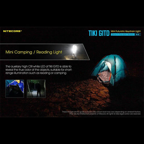 Nitecore TIKI GITD Blå Nøgleringslampe USB-C - 300lm