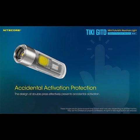 Nitecore TIKI GITD Blå Nøgleringslampe USB-C - 300lm