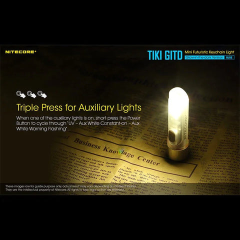 Nitecore TIKI GITD Blå Nøgleringslampe USB-C - 300lm