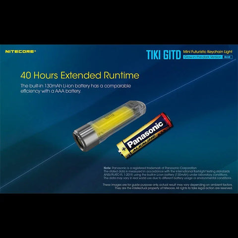 Nitecore TIKI GITD Blå Nøgleringslampe USB-C - 300lm
