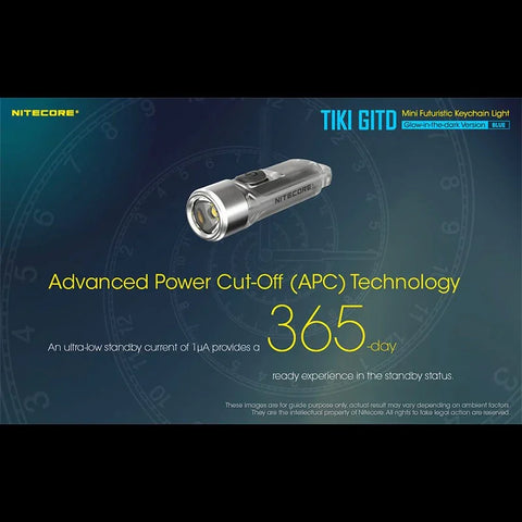 Nitecore TIKI GITD Blå Nøgleringslampe USB-C - 300lm