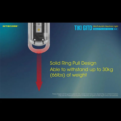 Nitecore TIKI GITD Blå Nøgleringslampe USB-C - 300lm