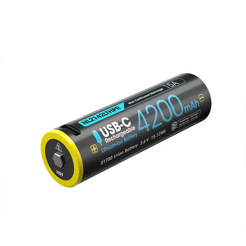 Nitecore NL2142LTHPR Li-ion 21700 Batteri Lav Temperatur - 4200mAh, 3.6V, Maks. 15A, USB-C Opladning