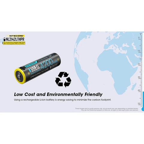 Nitecore NL2142LTHPR Li-ion 21700 Batteri Lav Temperatur - 4200mAh, 3.6V, Maks. 15A, USB-C Opladning