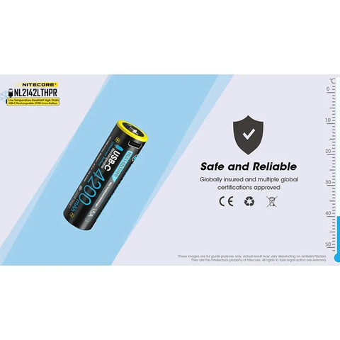 Nitecore NL2142LTHPR Li-ion 21700 Batteri Lav Temperatur - 4200mAh, 3.6V, Maks. 15A, USB-C Opladning