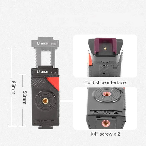 Ulanzi FT-01 Stativ fleksibelt 360 graders kuglehoved 1/4" skrue / Mobilholder / Tilbehørssko - Octopus