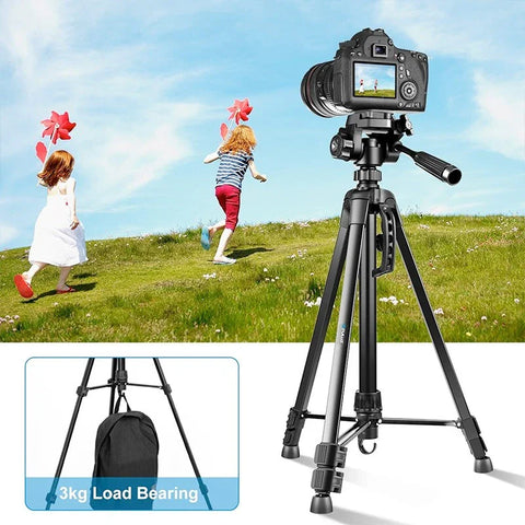 Puluz stativ / kamerastativ 360° + mobilholder - Aluminium 550-1390mm