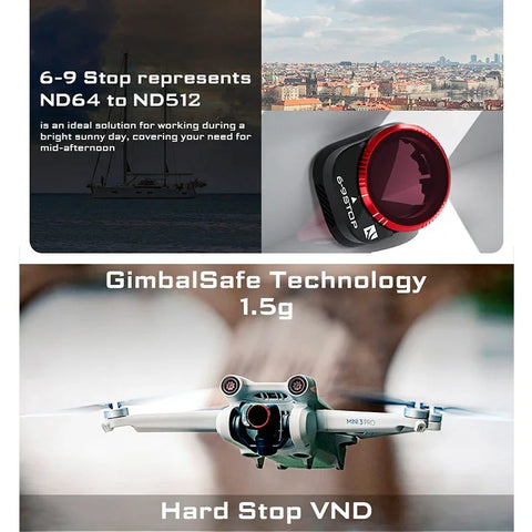 Freewell Filter VND Hard Stop til DJI Mini 3 Pro / Mini 3, 2-pak - ND4 - 32 + ND64 - 512, Variabel ND - Sæt